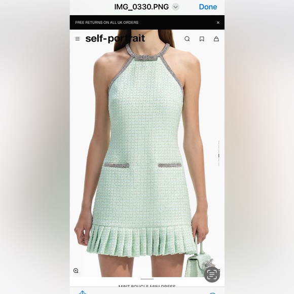 Self Portrait MINT BOUCLE MINI DRESS - Picture 4 of 5